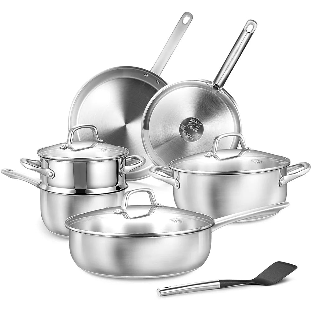 Stainless Steel Cookware Set 10pcs Oven Safe