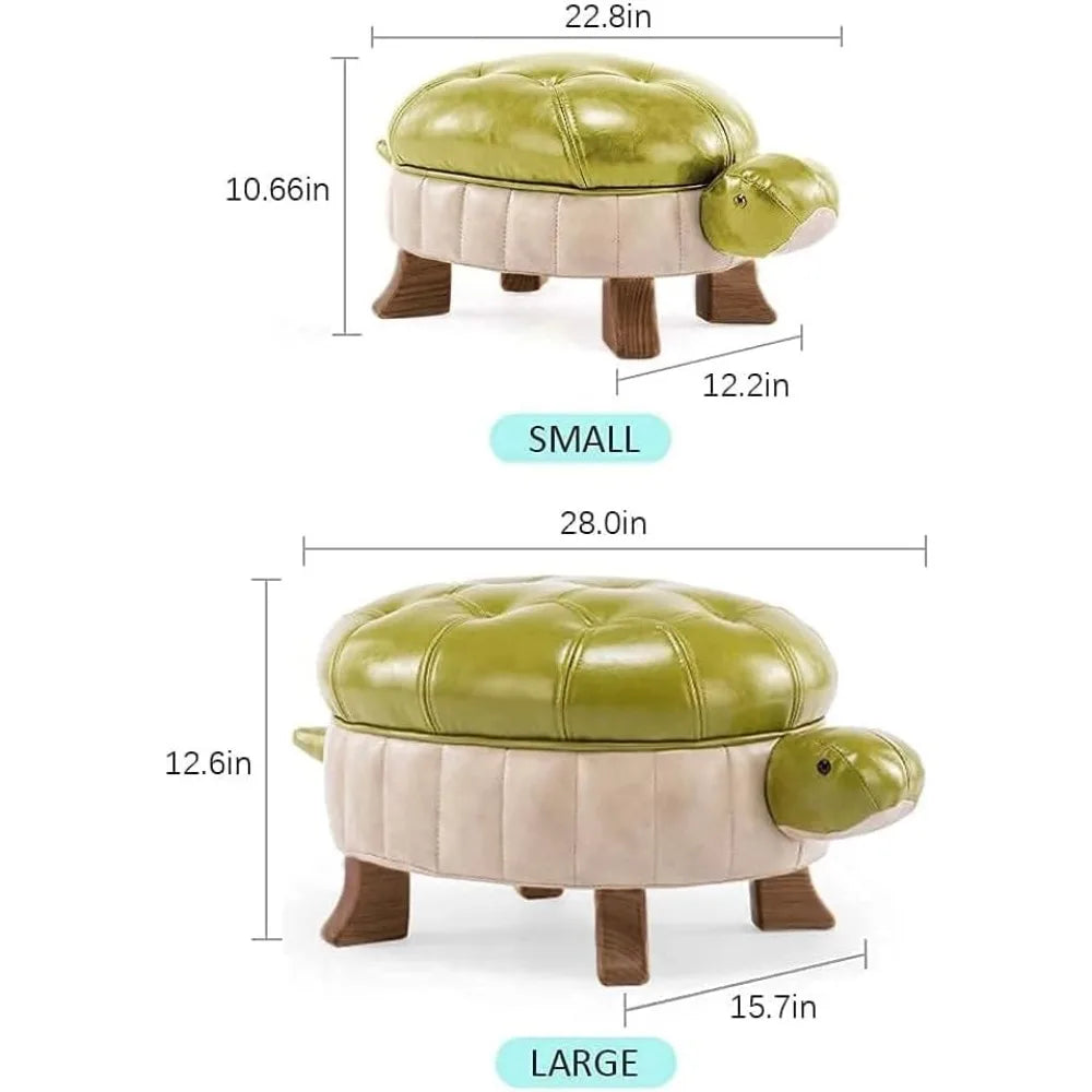 Leather Turtle Upholstered Ottoman