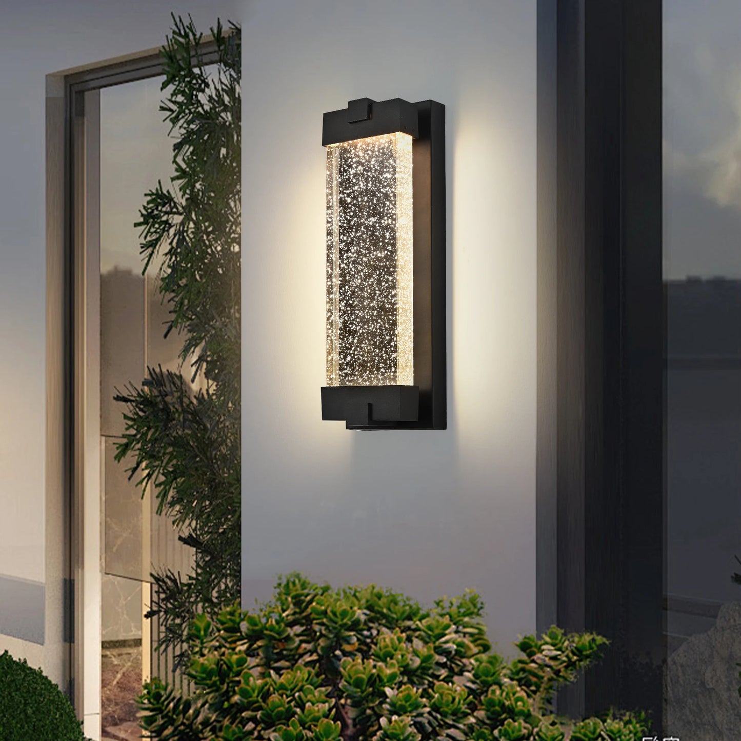 LED Outdoor Wall Light with Bubble Crystal Glass