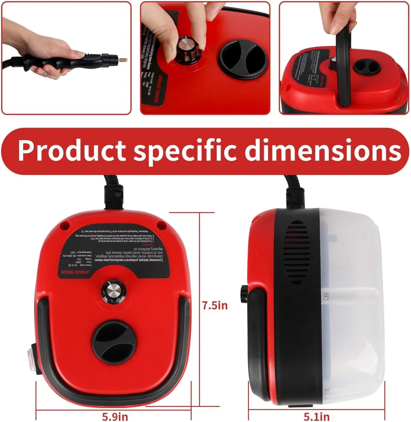 Steam Cleaner,2500W Hand-Held High Pressure Portable Cleaning Machine with  Brush