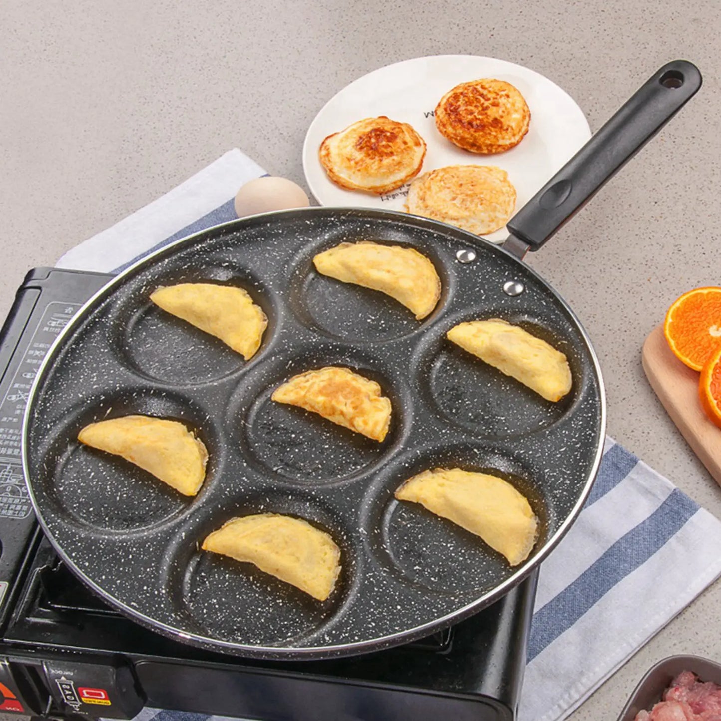 7 Holes Frying Pan Non Stick Fried Eggs and Burger Mold