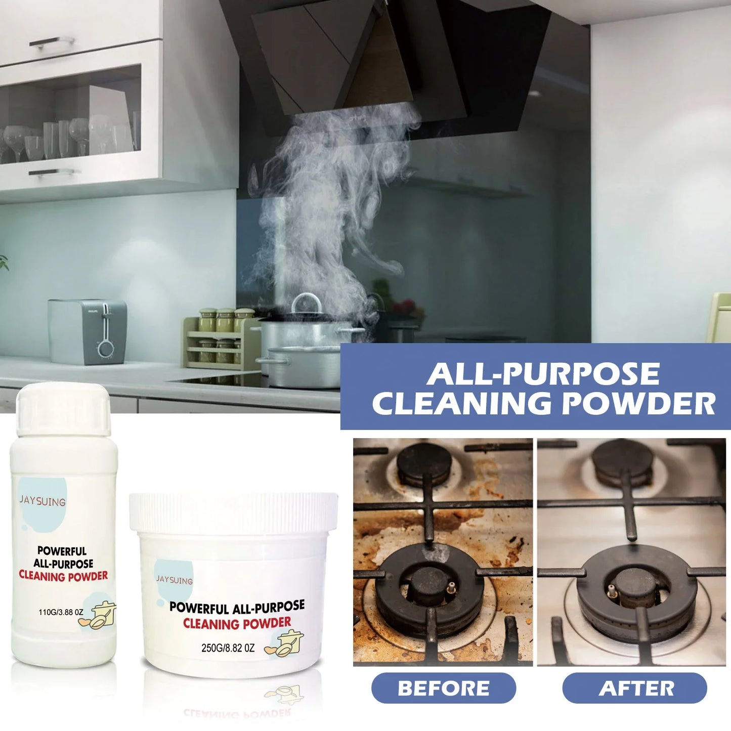 Multifunction Kitchen/Bathroom Cleaning  Powder for Oil Stains, Rust, Dirt