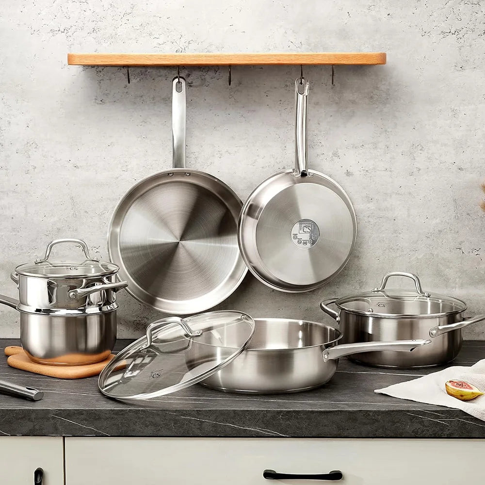 Stainless Steel Cookware Set 10pcs Oven Safe