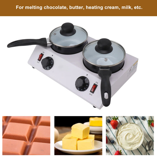 2 Tanks Chocolate Melting Machine Constant Temperature Electric Tempering Pot for Kitchen Baking 80W