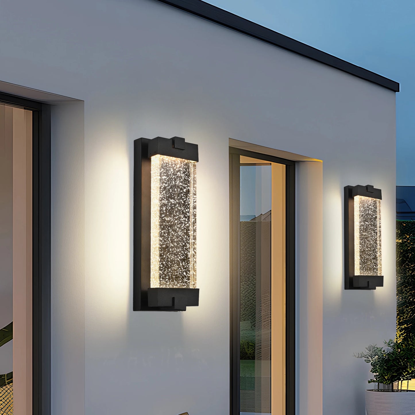 LED Outdoor Wall Light with Bubble Crystal Glass