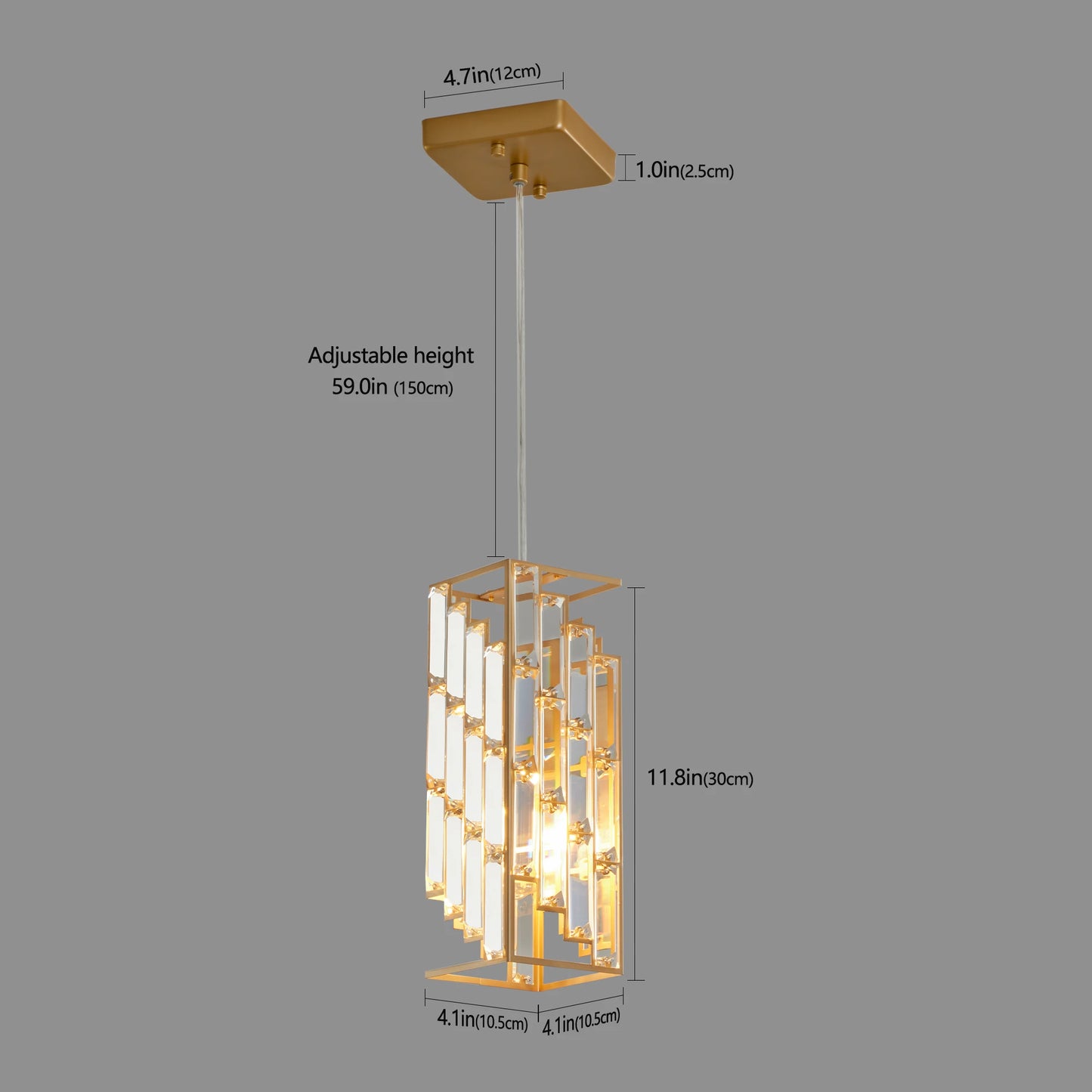 Gold Modern Crystal Pendant Light - 3 Pack