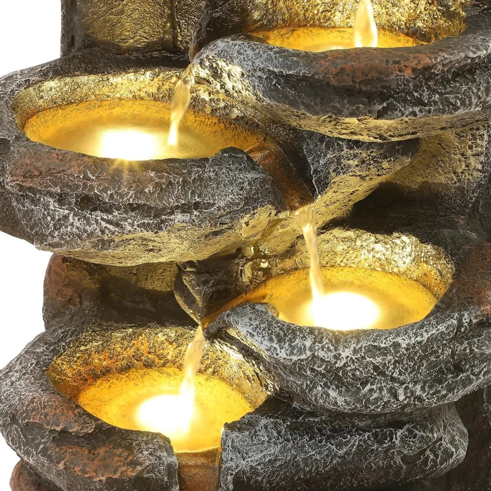 6-Tier Outdoor Cascading Rock Water Fountain