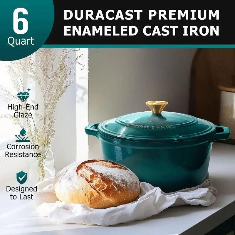 Mueller DuraCast 6 Quart Enameled Cast Iron Dutch Oven Pot and casserole dish with Lid