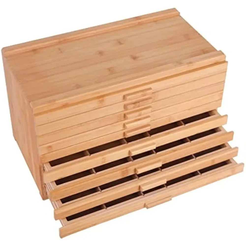 9 Drawer Bamboo-Wood Artist Supply Storage Box