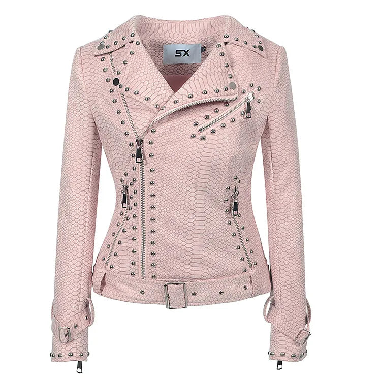 Women's Steampunk Leather Jacket Slim Fit