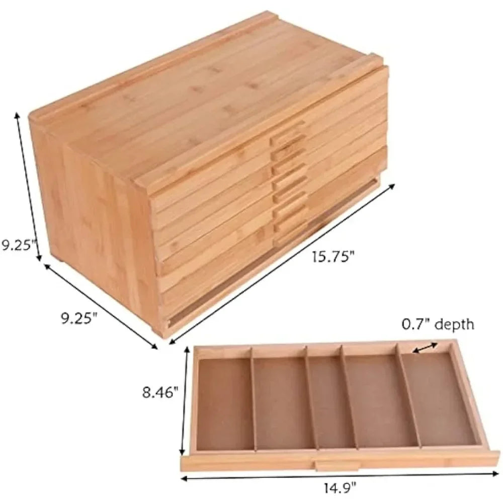 9 Drawer Bamboo-Wood Artist Supply Storage Box