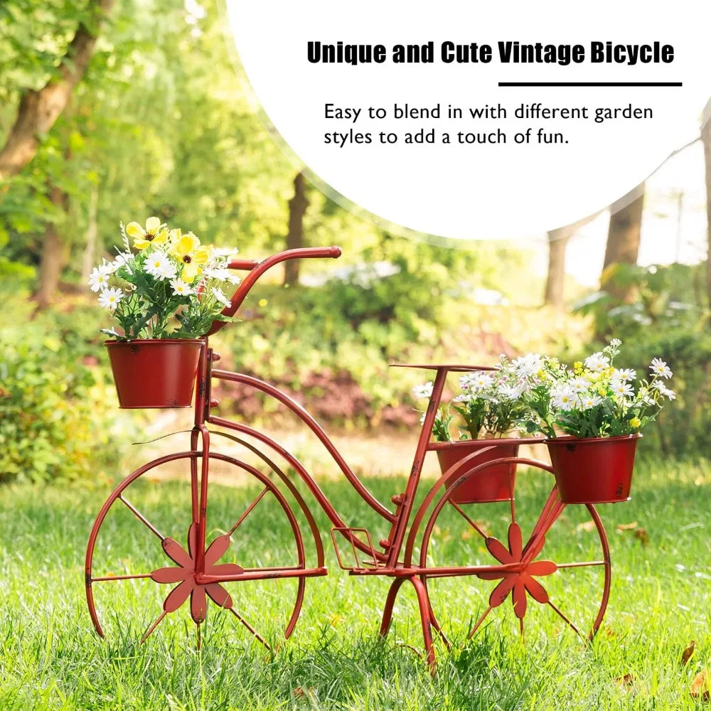 Bicycle Plant Stand Metal Standing Planter