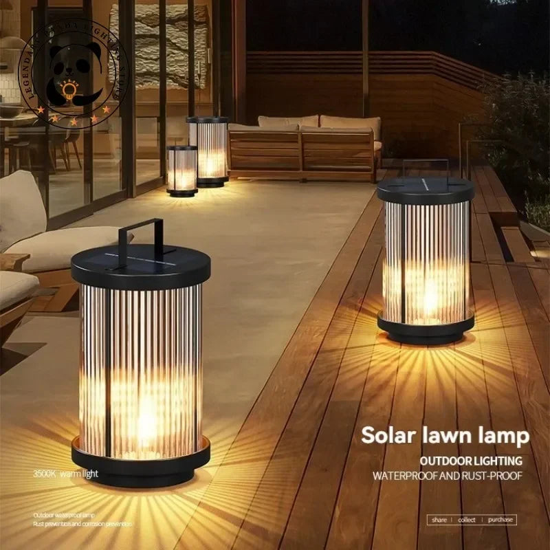 Modern Designer Solar Lamps Outdoor Waterproof Garden Glass Lanterns Street Villa Courtyard Lawn Balcony Decoration Floor Lights