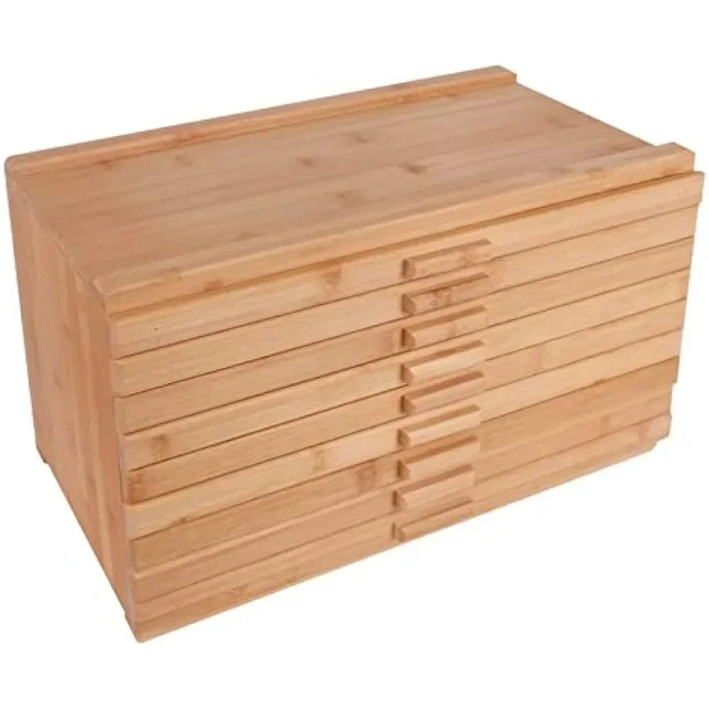 9 Drawer Bamboo-Wood Artist Supply Storage Box