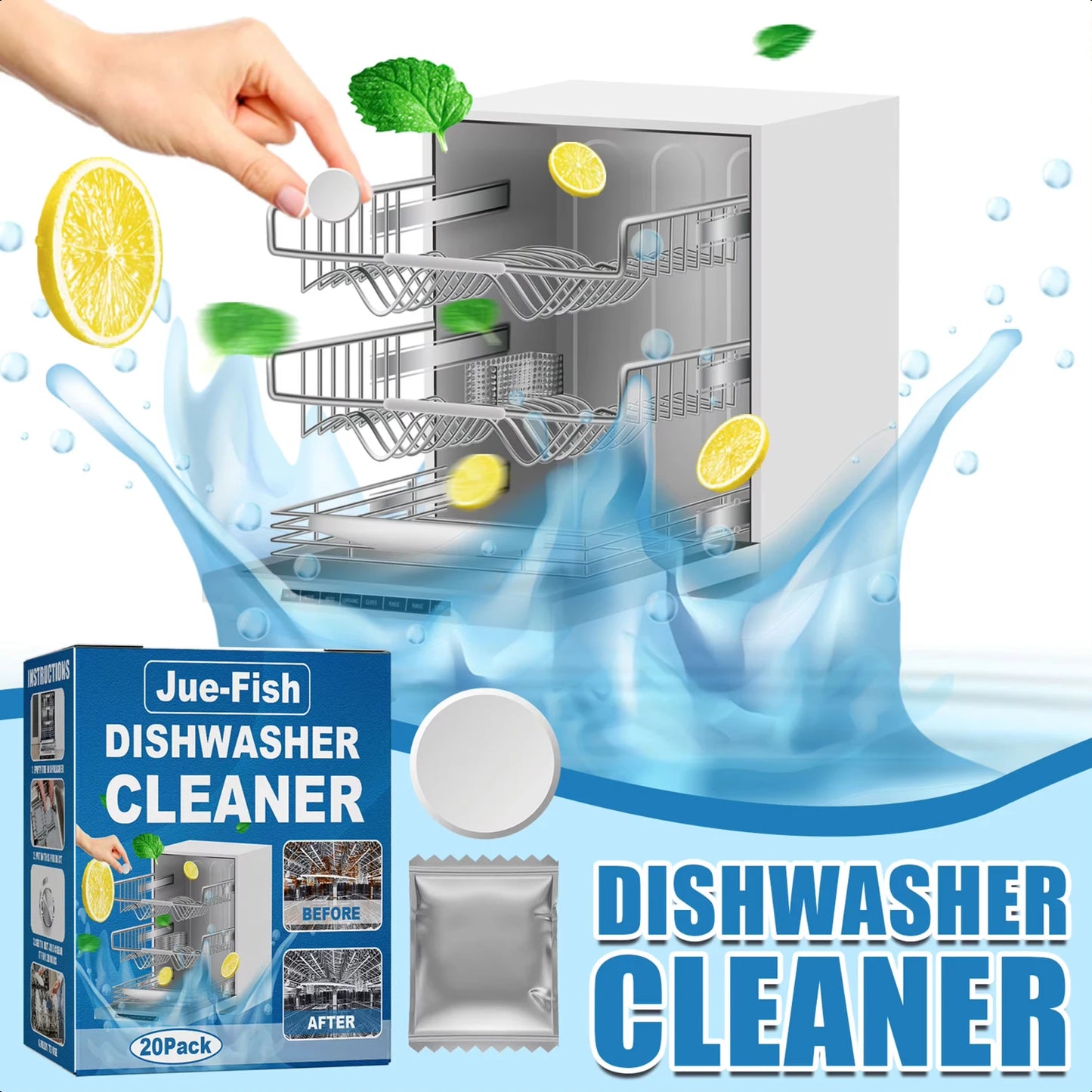 Dishwasher Cleaner Strong Oil Stain Removal Descaling Detergent Tablets