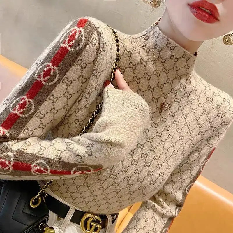 Elegant Fashion Letter Knit Pullover