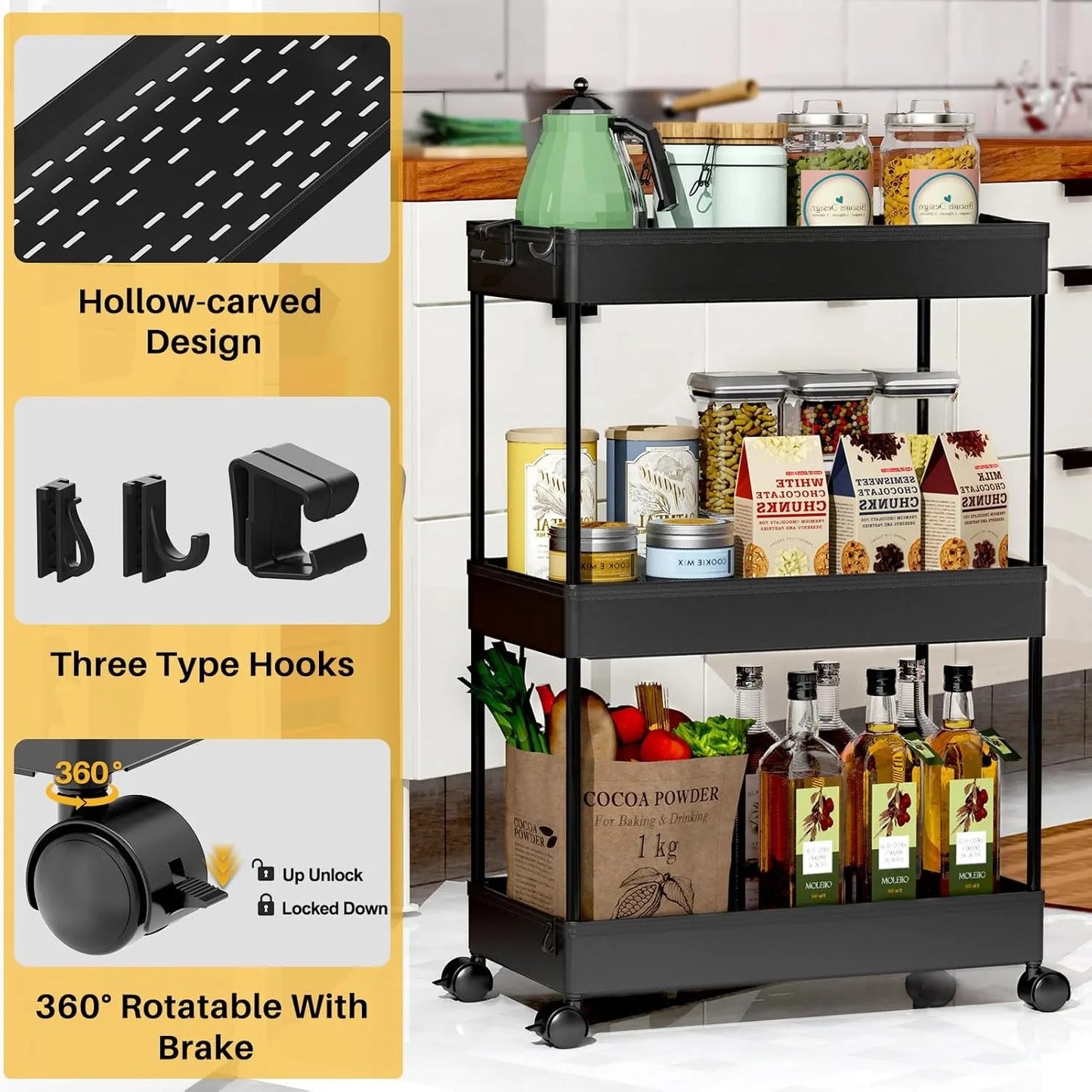 3 Tier Rolling Storage Cart