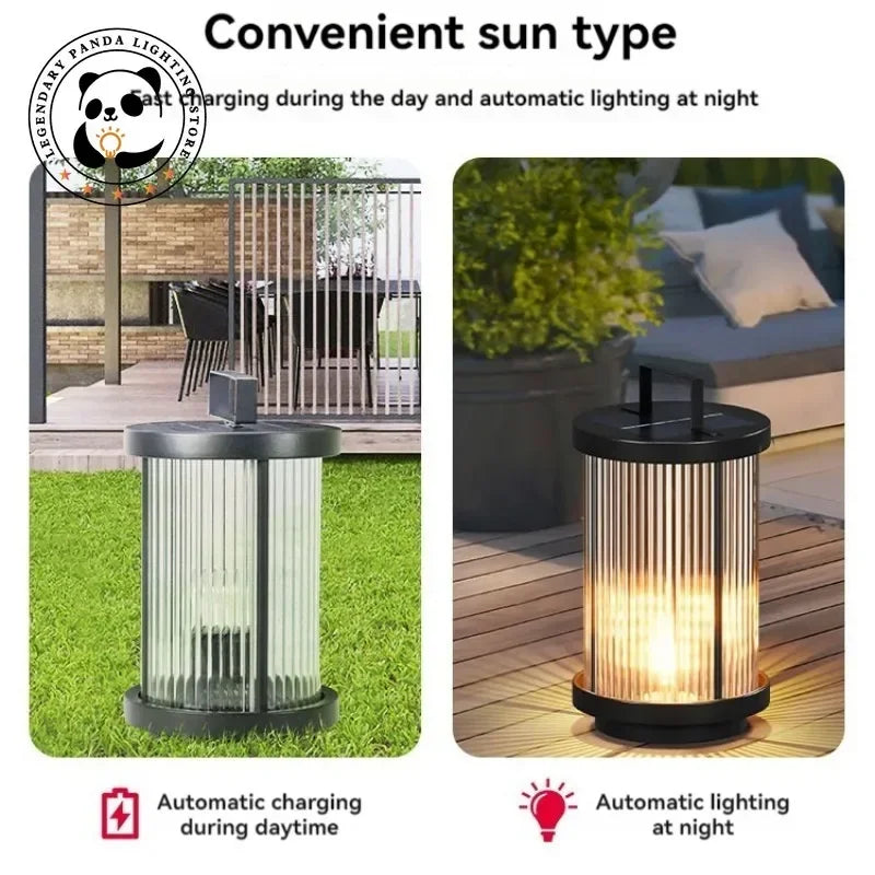 Modern Designer Solar Lamps Outdoor Waterproof Garden Glass Lanterns Street Villa Courtyard Lawn Balcony Decoration Floor Lights