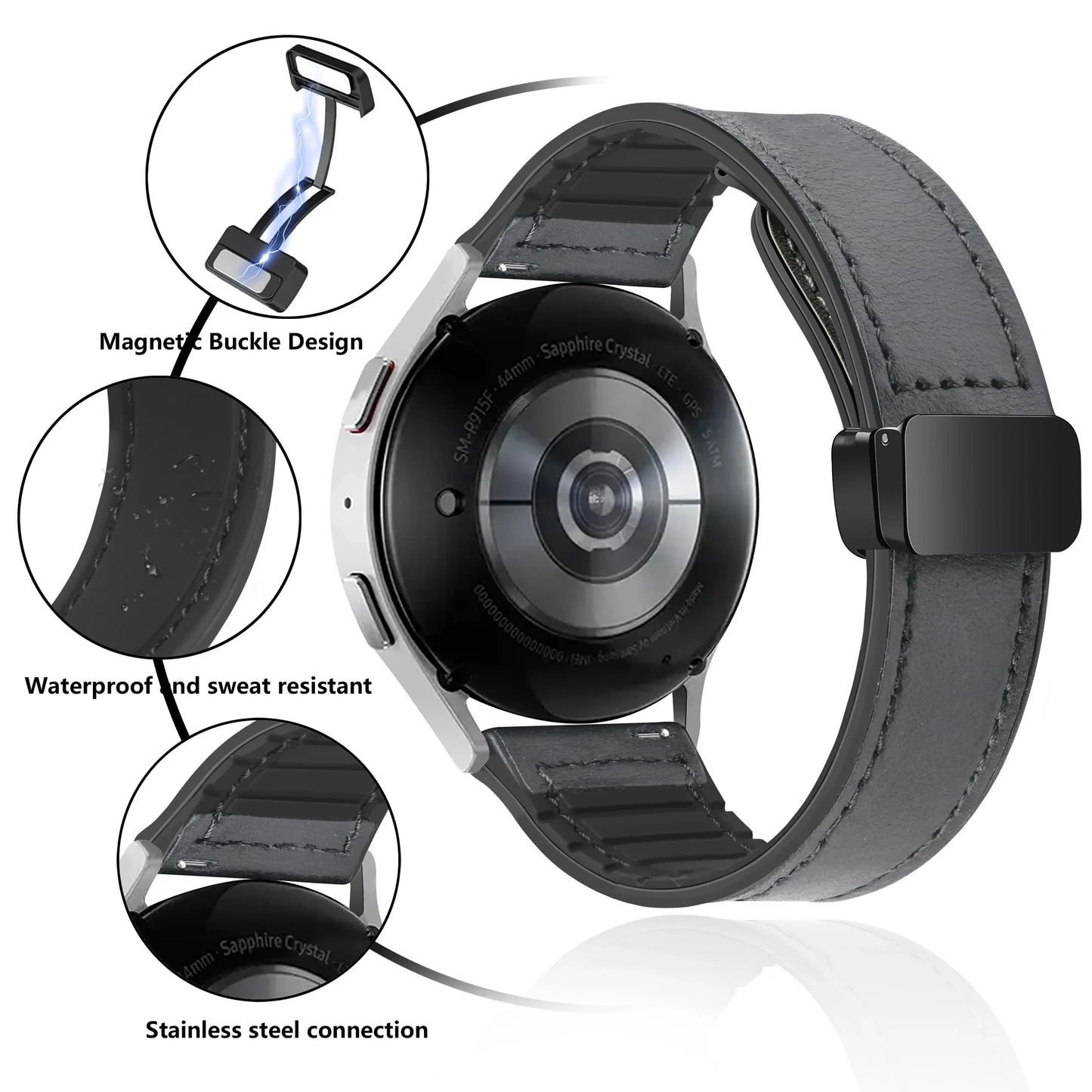 Leather Magnetic Buckle Strap Compatible for Samsung Galaxy Watch