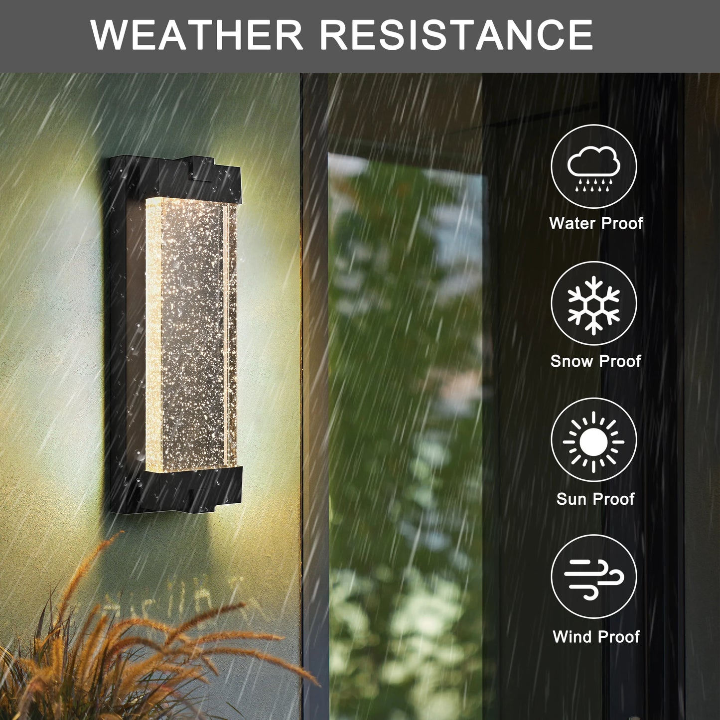 LED Outdoor Wall Light with Bubble Crystal Glass