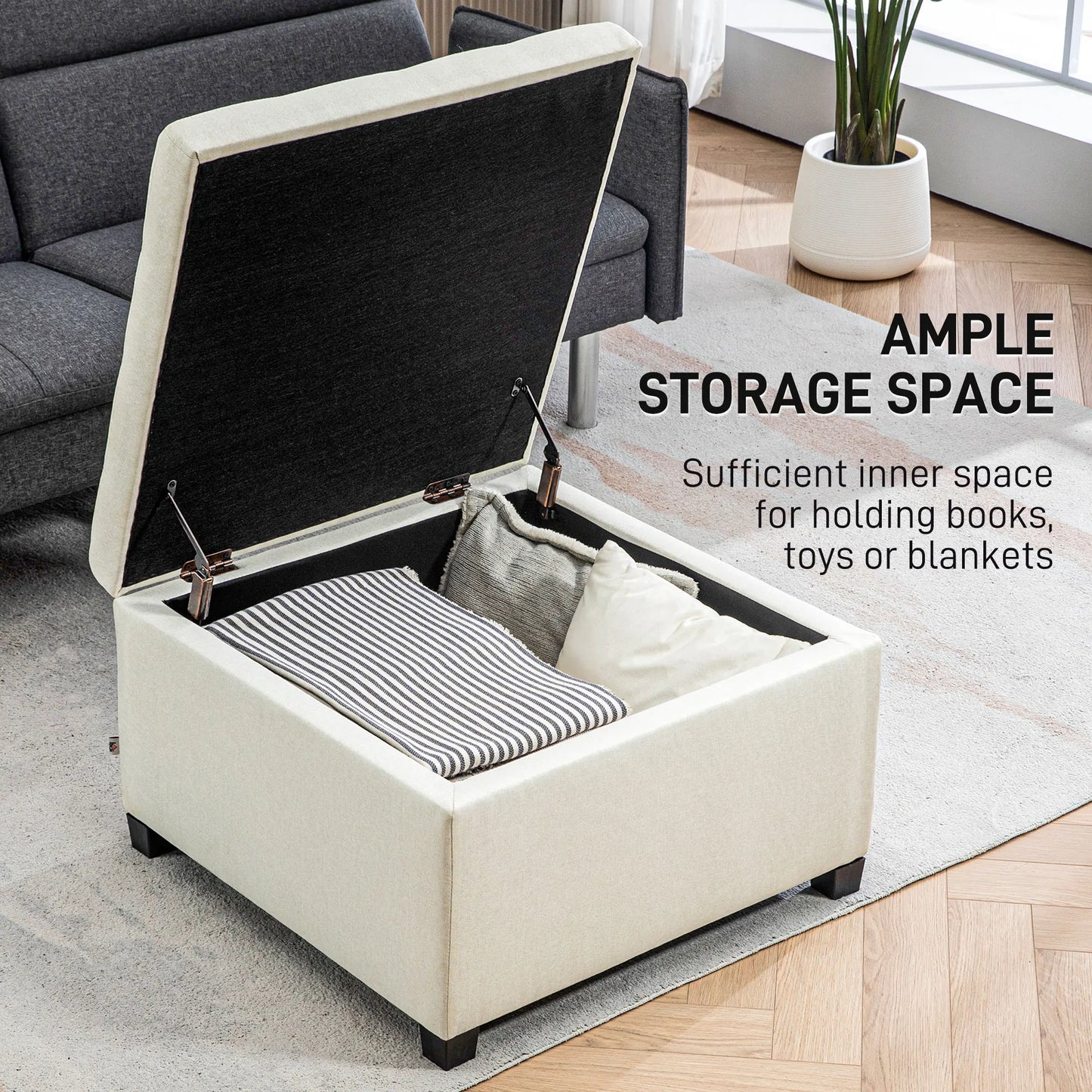 Polyester Linen Fabric Cube Storage Box