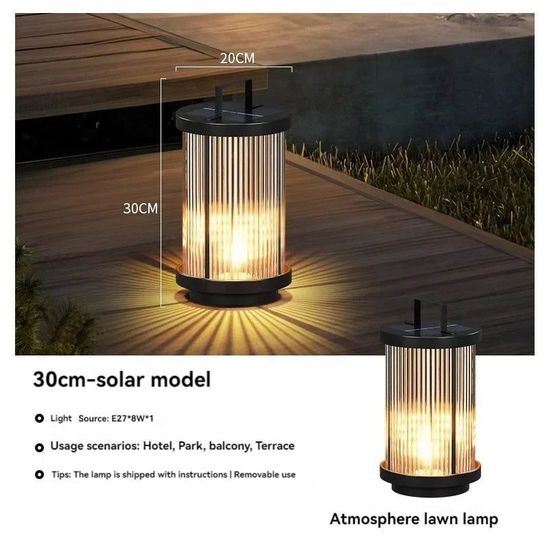 Modern Designer Solar Lamps Outdoor Waterproof Garden Glass Lanterns Street Villa Courtyard Lawn Balcony Decoration Floor Lights