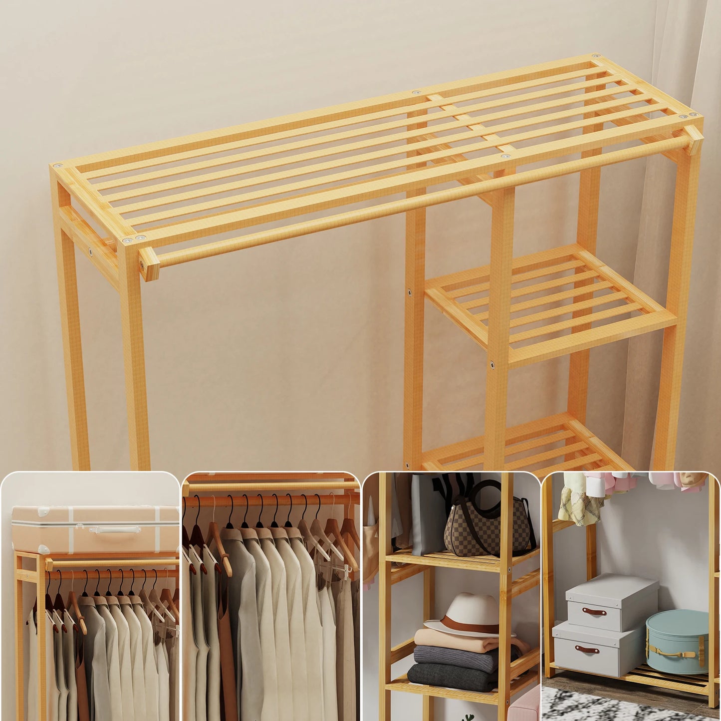 6 Tier Bamboo Garment Rack