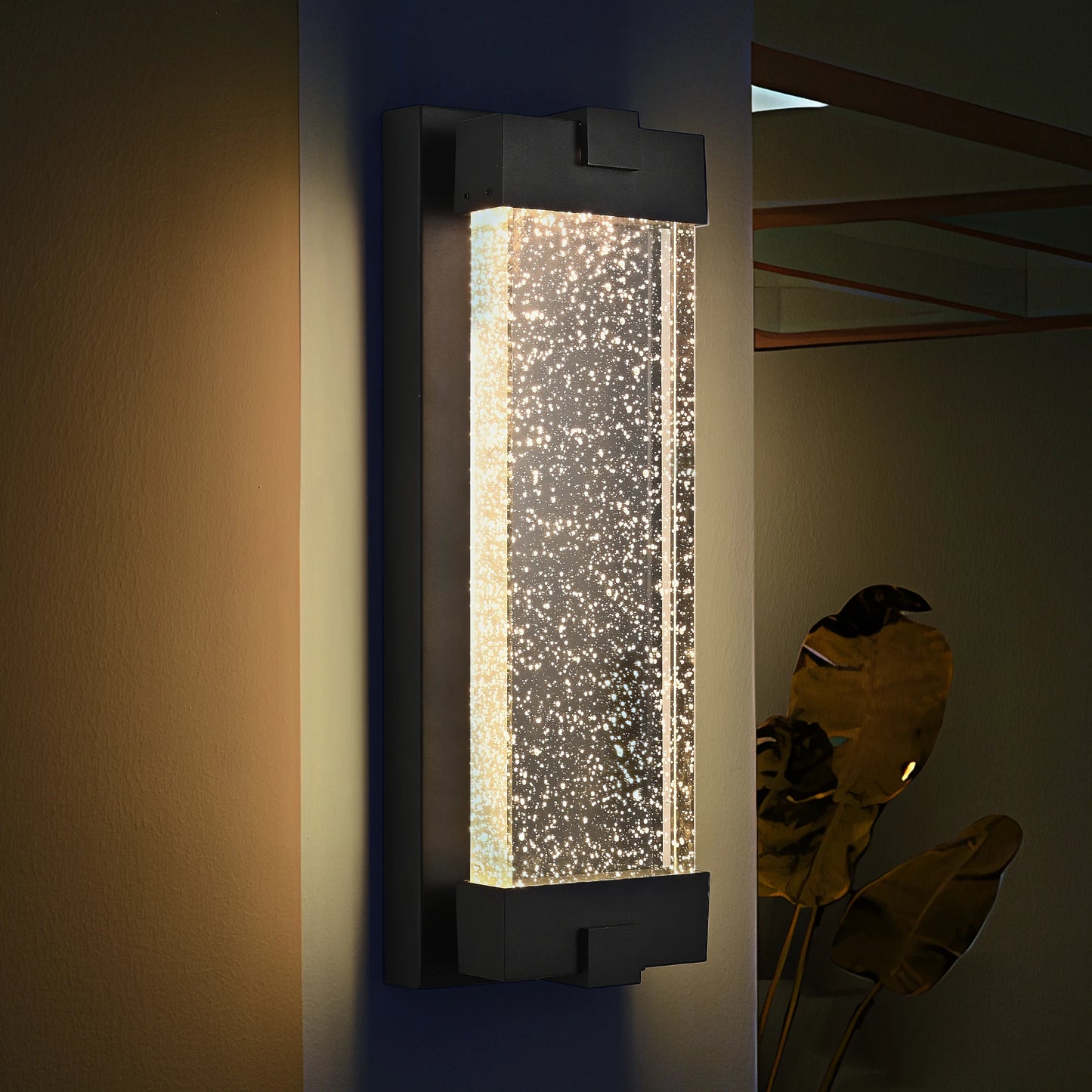 LED Outdoor Wall Light with Bubble Crystal Glass