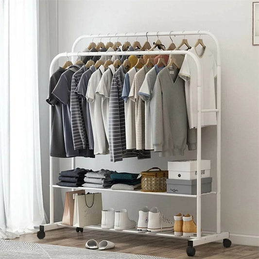 Double Clothes Heavy Metal Rail Hanging Rack