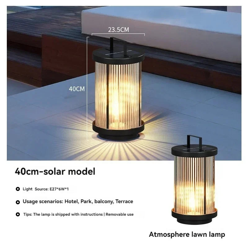 Modern Designer Solar Lamps Outdoor Waterproof Garden Glass Lanterns Street Villa Courtyard Lawn Balcony Decoration Floor Lights