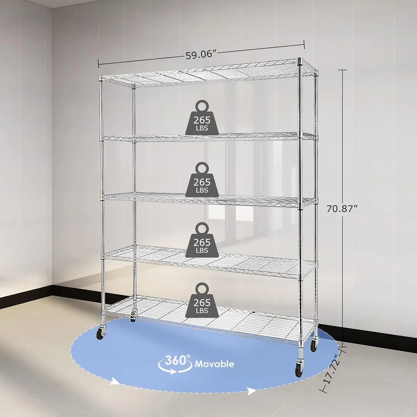 Commercial Wire Shelving Unit with Wheels