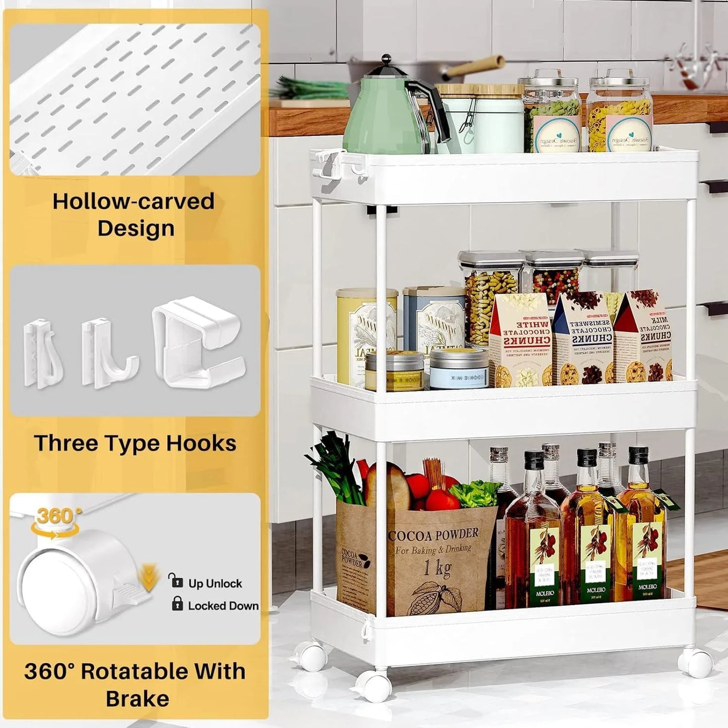 3 Tier Rolling Storage Cart