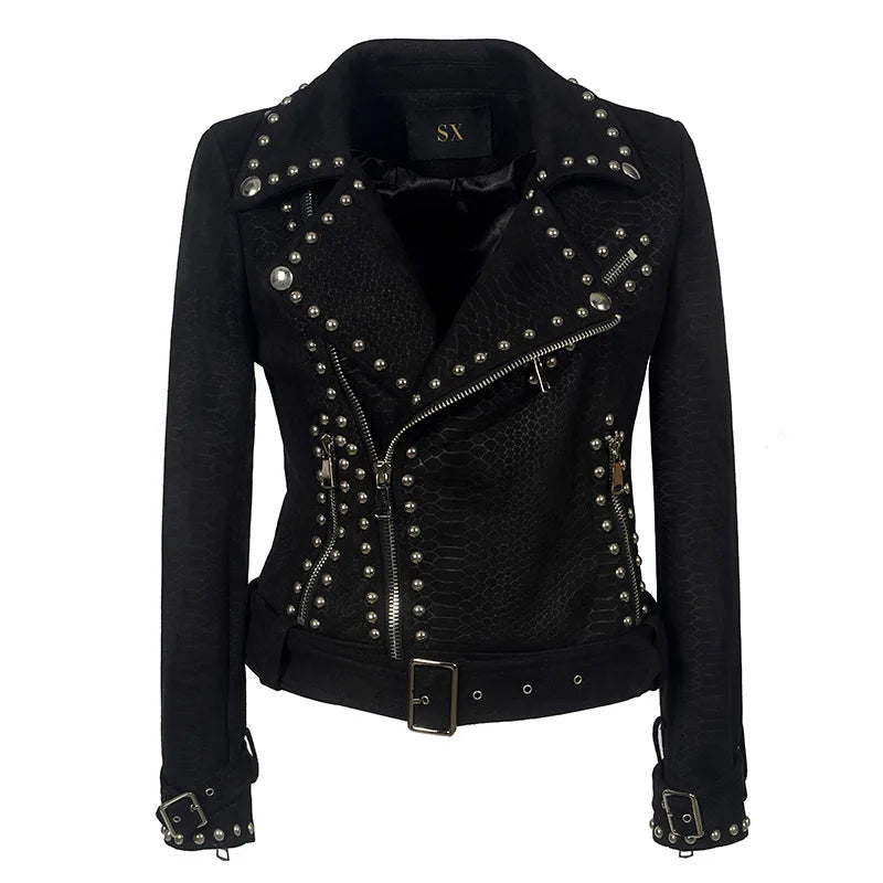 Women's Steampunk Leather Jacket Slim Fit