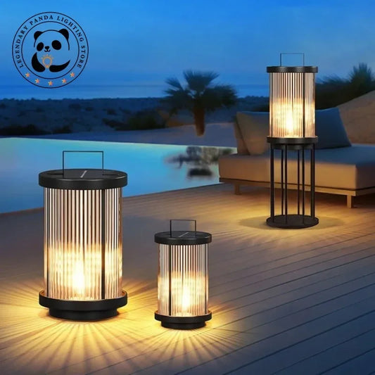 Modern Designer Solar Lamps Outdoor Waterproof Garden Glass Lanterns Street Villa Courtyard Lawn Balcony Decoration Floor Lights