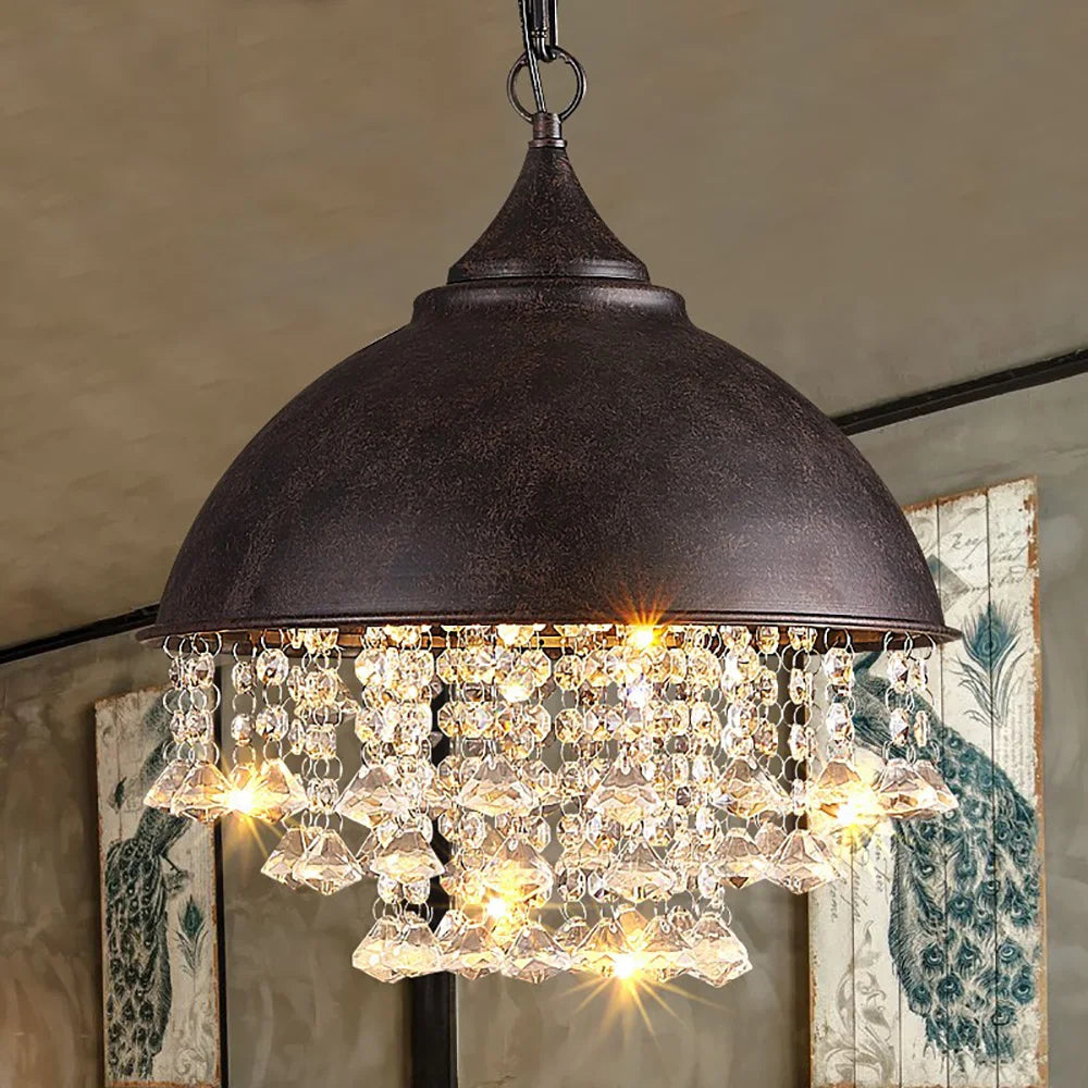 Vintage Crystal Pendant Chandelier Ceiling Light