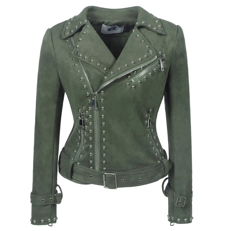 Women's Steampunk Leather Jacket Slim Fit