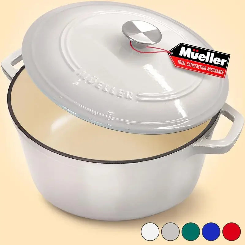 Mueller DuraCast 6 Quart Enameled Cast Iron Dutch Oven Pot and casserole dish with Lid