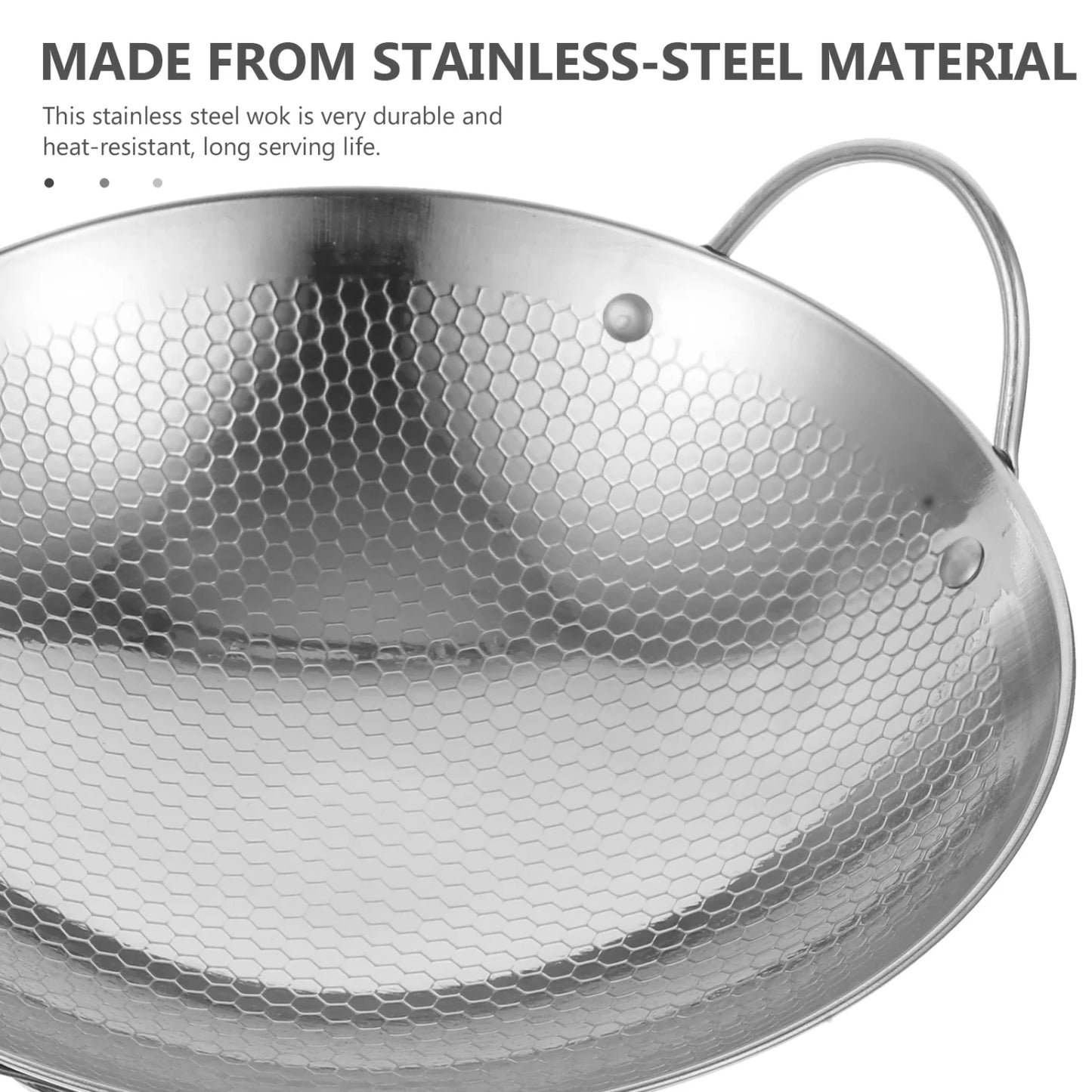 Stainless Steel Small Frying Pan Cooking Pot Durable wok with Handle,