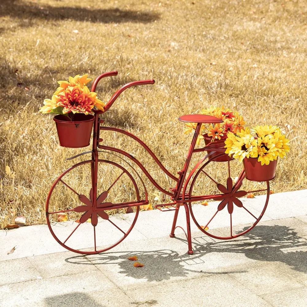 Bicycle Plant Stand Metal Standing Planter