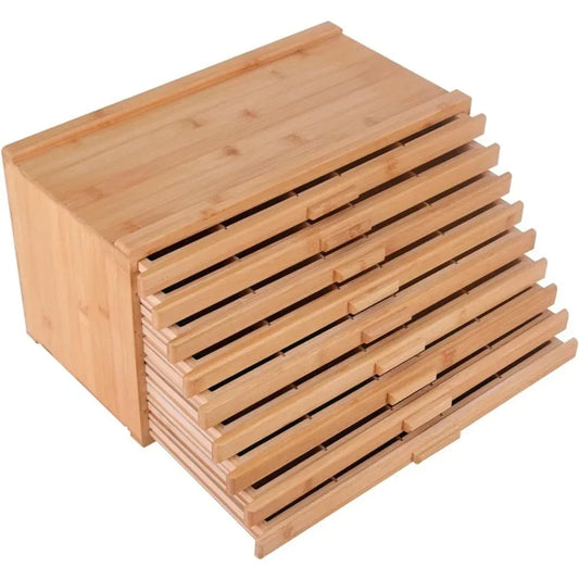 9 Drawer Bamboo-Wood Artist Supply Storage Box