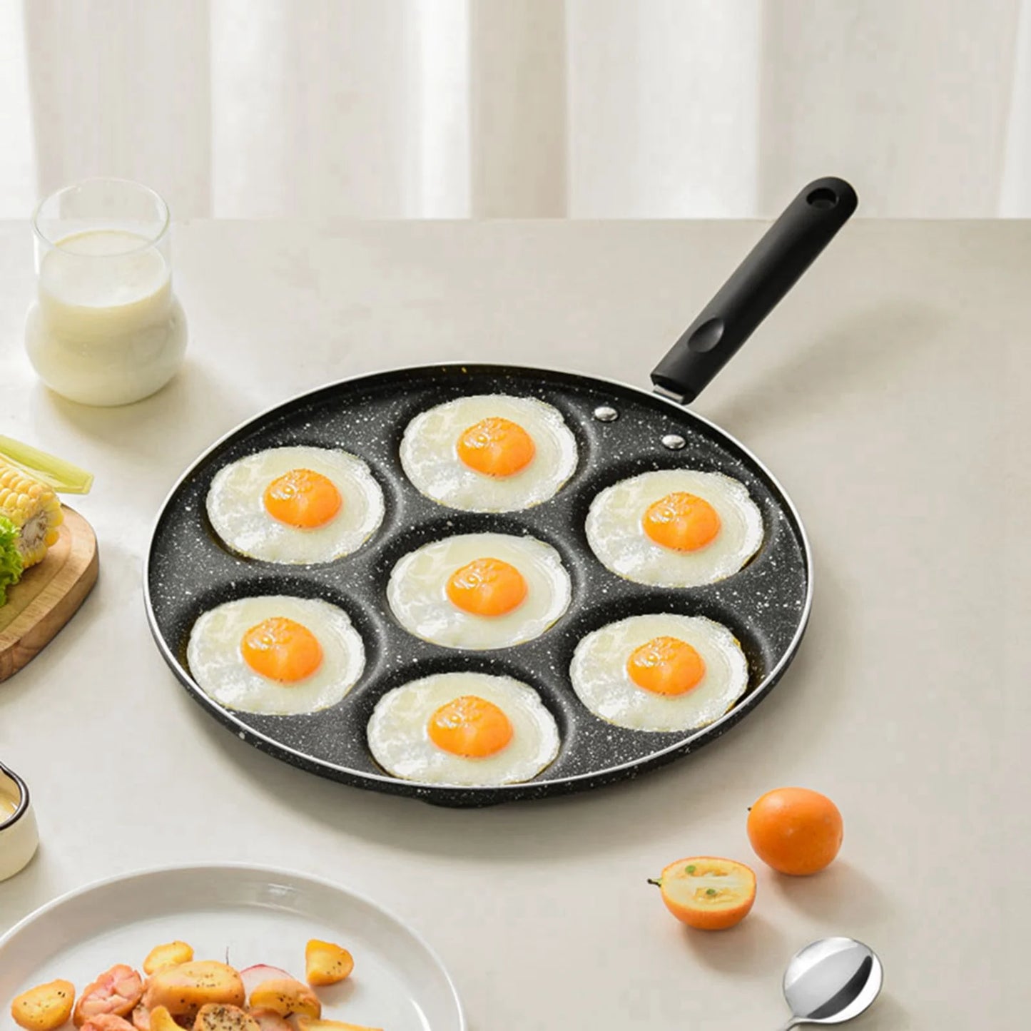 7 Holes Frying Pan Non Stick Fried Eggs and Burger Mold