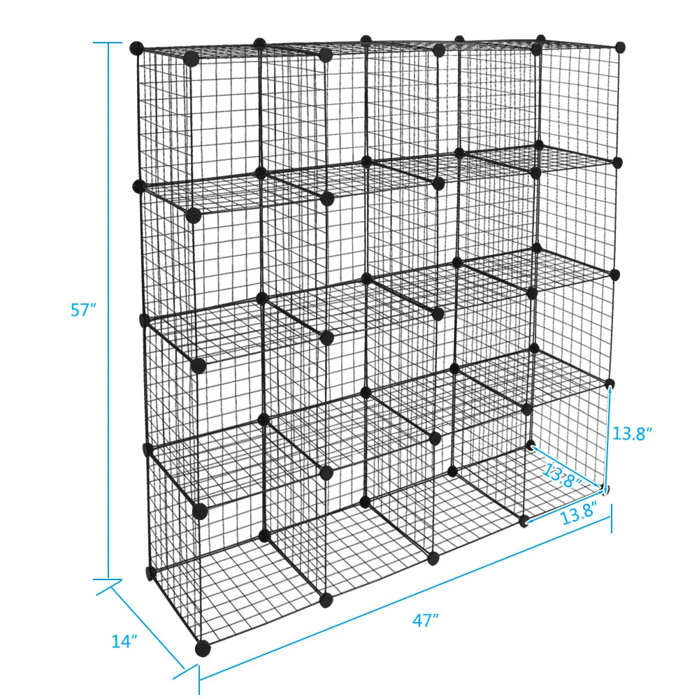 Metal Grid Multifunction Shelving Unit