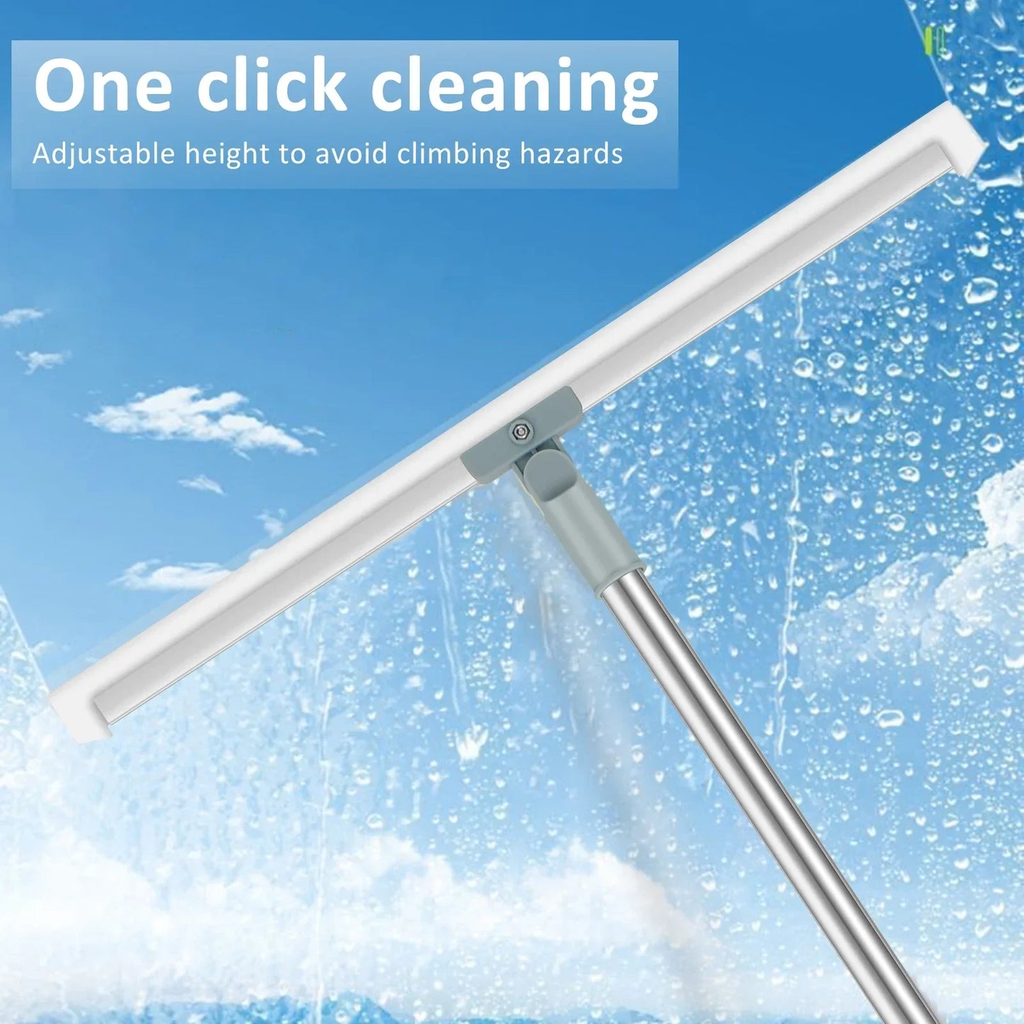 180° Rotatable Floor Squeegee with Adjustable Long Handle