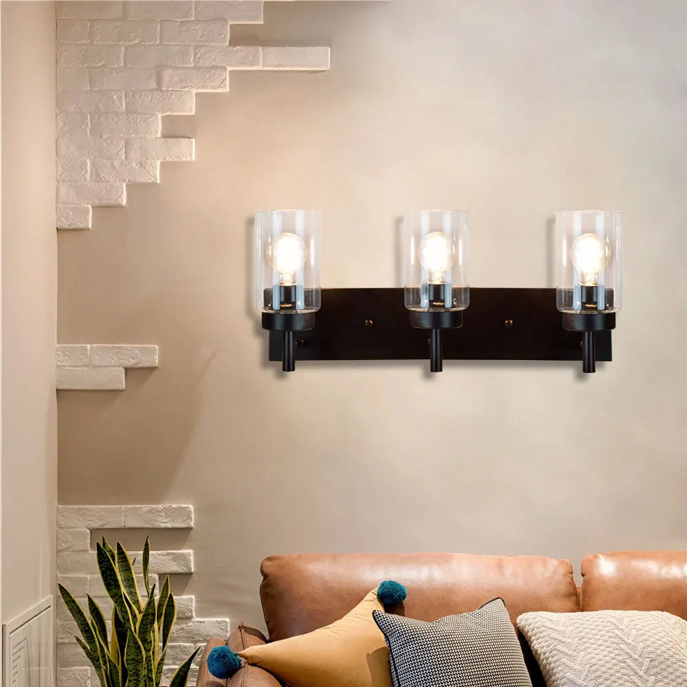 Indoor Wall Sconce Light with 3 Clear Glass Shades