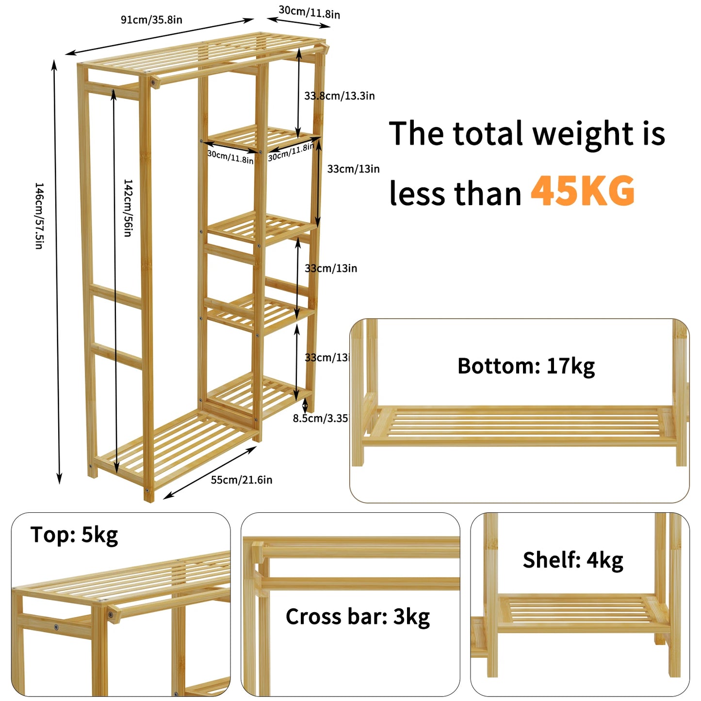 6 Tier Bamboo Garment Rack