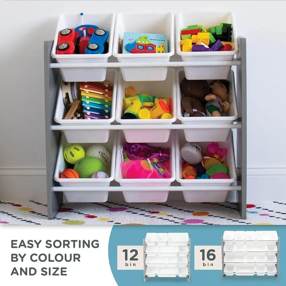 Grey/White Toy Organizer, 9 Bin Storage