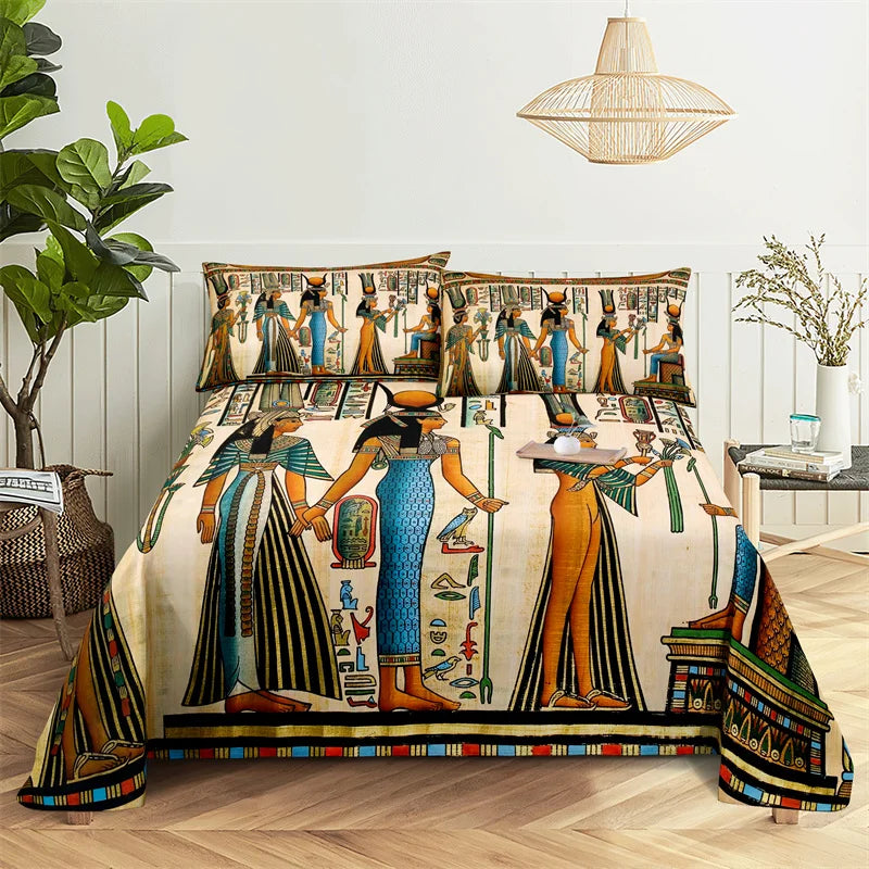 Egyptian Style Flat  Bed Sheet Set With Pillowcase