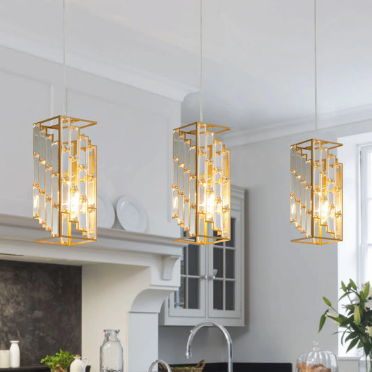 Gold Modern Crystal Pendant Light - 3 Pack