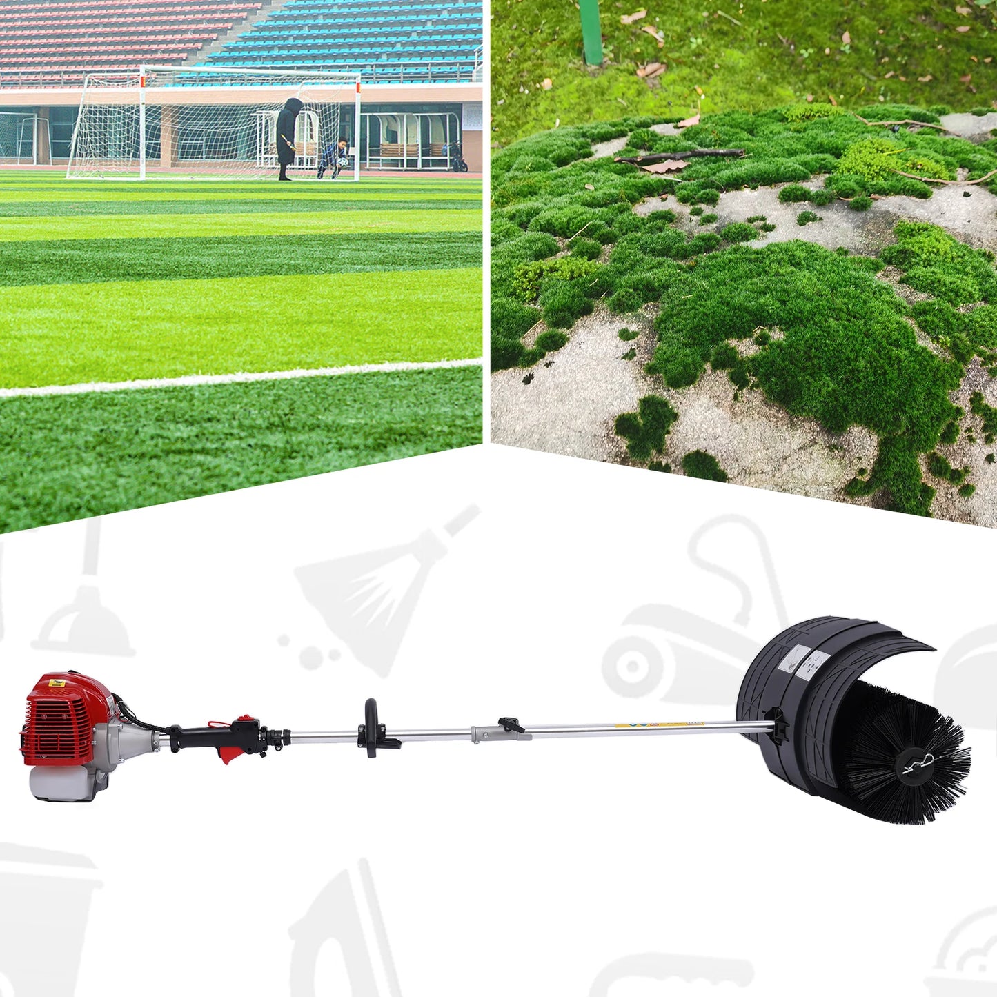 Hand-Held Cleaning Machine High Efficiency	Gas Power Sweeping Broom 1.7KW for Cleaning Street Cleaning and Farms