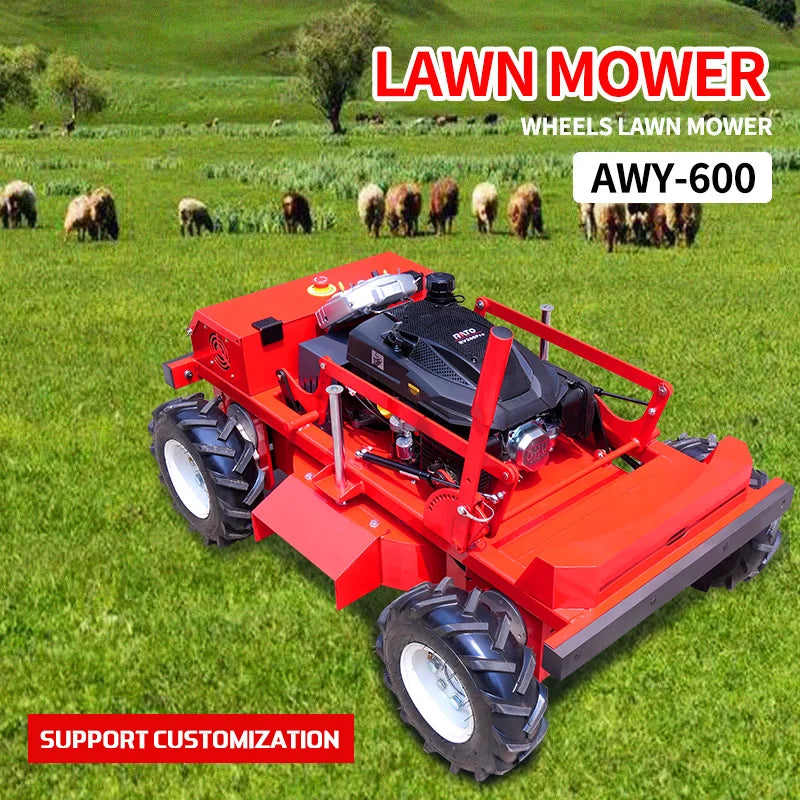 Farmer Customized  wheeled RC lawn mower robot 4WD 225CC